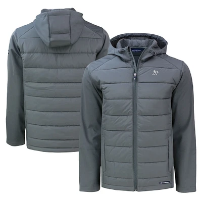 Men's Cutter & Buck Gray Athletics Big Tall Evoke Hybrid Eco Softshell Recycled Full-Zip Hooded PrimaLoft Jacket