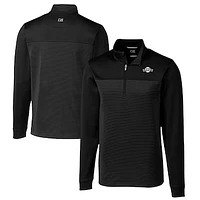 Men's Cutter & Buck Black San Francisco Giants Big & Tall Traverse Stretch Stripe Eco Tri-Blend Quarter-Zip Top