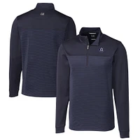 Men's Cutter & Buck Navy Seattle Mariners Big Tall Traverse Stretch Stripe Eco Tri-Blend Quarter-Zip Top