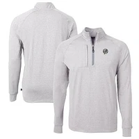 Men's Cutter & Buck Heather New York Yankees Big Tall Adapt Eco Knit Raglan Quarter-Zip Top