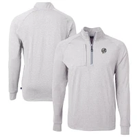 Men's Cutter & Buck Heather New York Yankees Big Tall Adapt Eco Knit Raglan Quarter-Zip Top