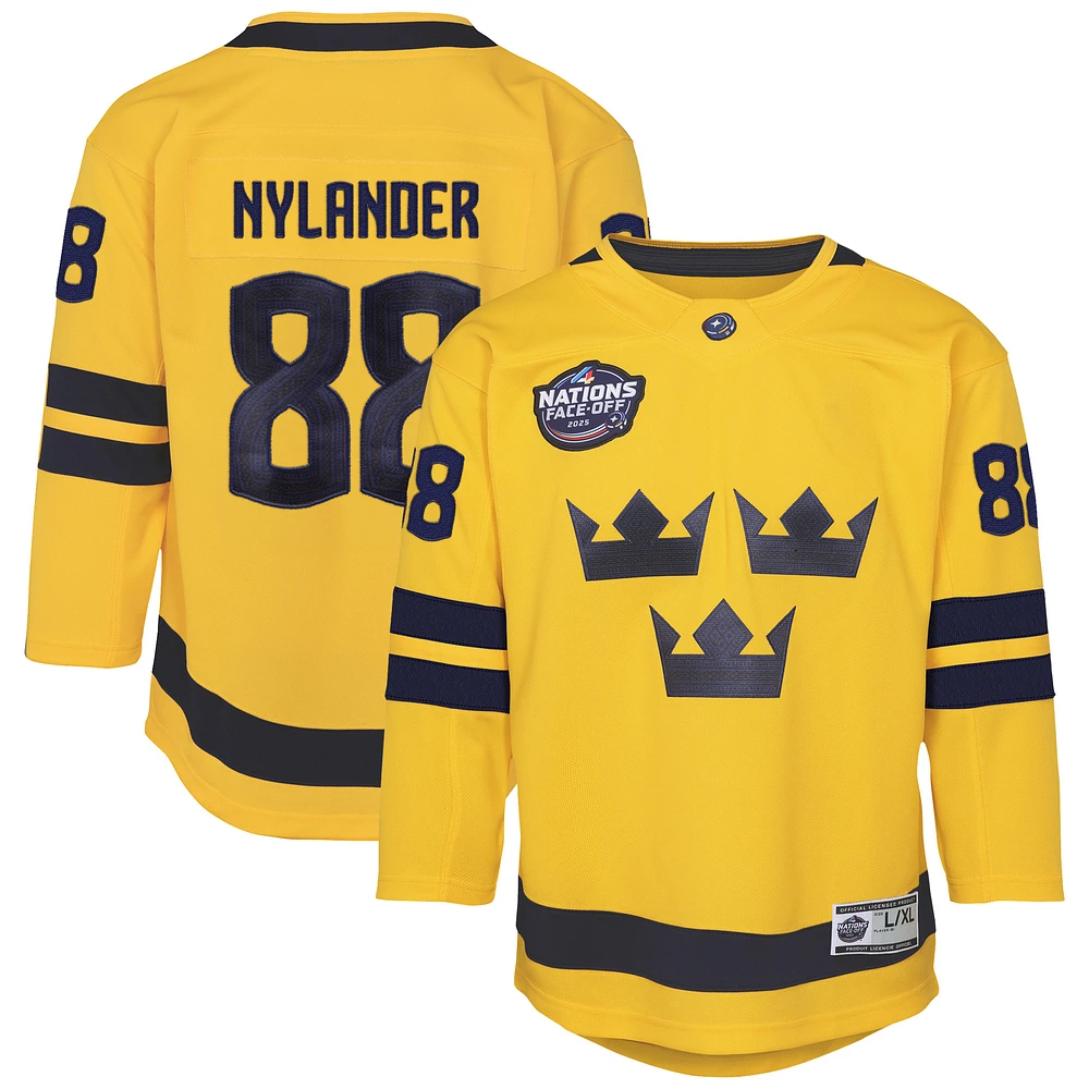 Youth William Nylander Yellow Sweden 2025 4 Nations Face-Off Premier Player Jersey