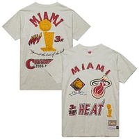 Men's Mitchell & Ness Oatmeal Miami Heat Hardwood Classics Legacy Defined Retro Championship T-Shirt