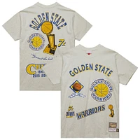 Men's Mitchell & Ness Oatmeal Golden State Warriors Hardwood Classics Legacy Defined Retro Championships T-Shirt