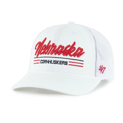 Men's '47 White Nebraska Huskers Garner Rope Trucker Adjustable Hat
