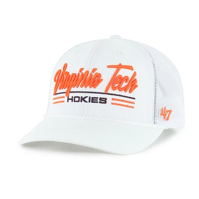 Men's '47 White Virginia Tech Hokies Garner Rope Trucker Adjustable Hat