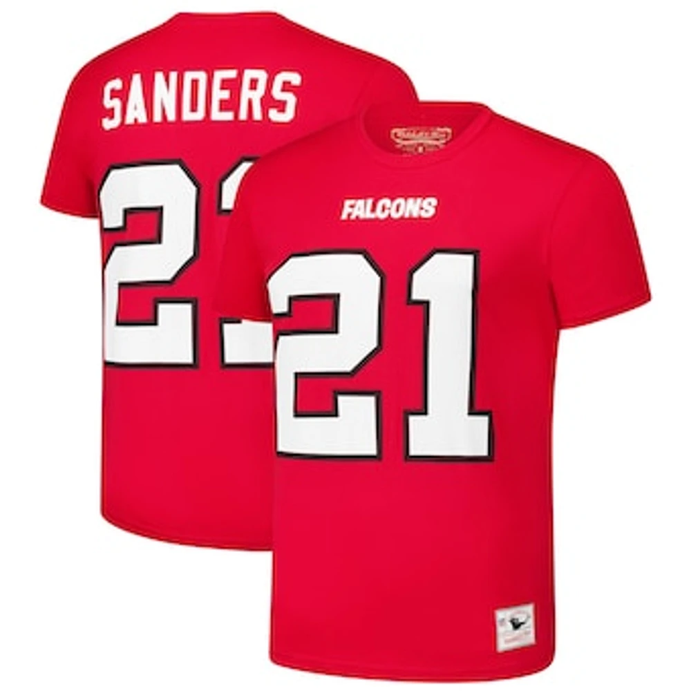 Men's Mitchell & Ness Deion Sanders Red Atlanta Falcons Retired Player Throwback Name Number T-Shirt