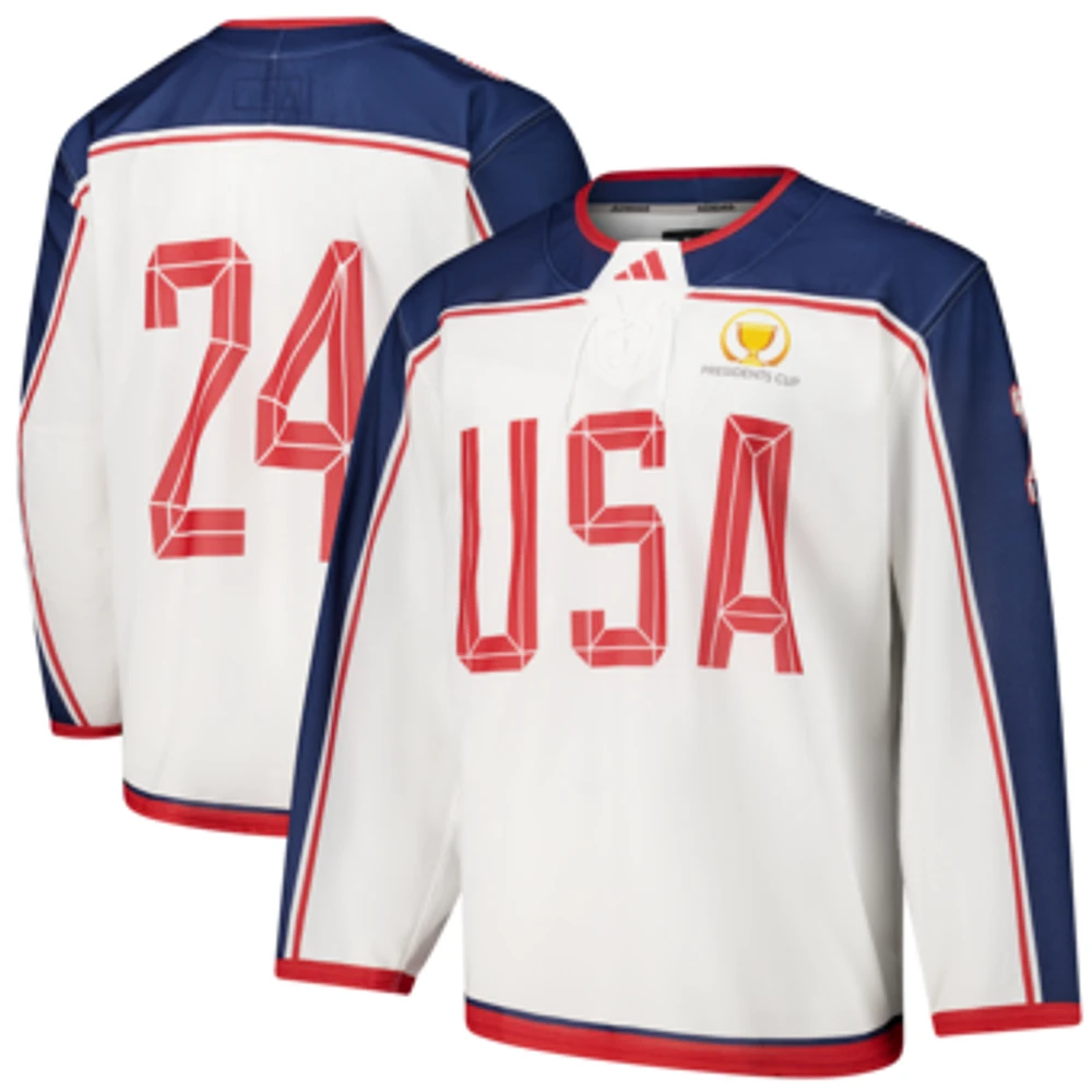 Men's adidas  White 2024 Presidents Cup Team USA Hockey Jersey