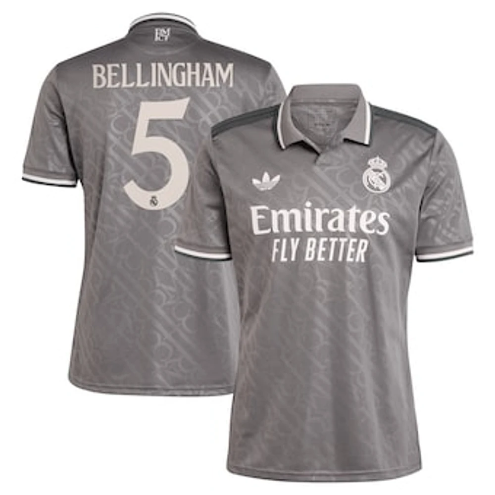 Men's adidas Originals Jude Bellingham Charcoal Real Madrid 2024/25 Third Replica Player Jersey