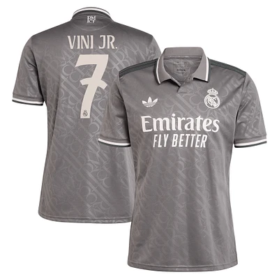 Men's adidas Originals Vini Jr. Charcoal Real Madrid 2024/25 Third Replica Player Jersey