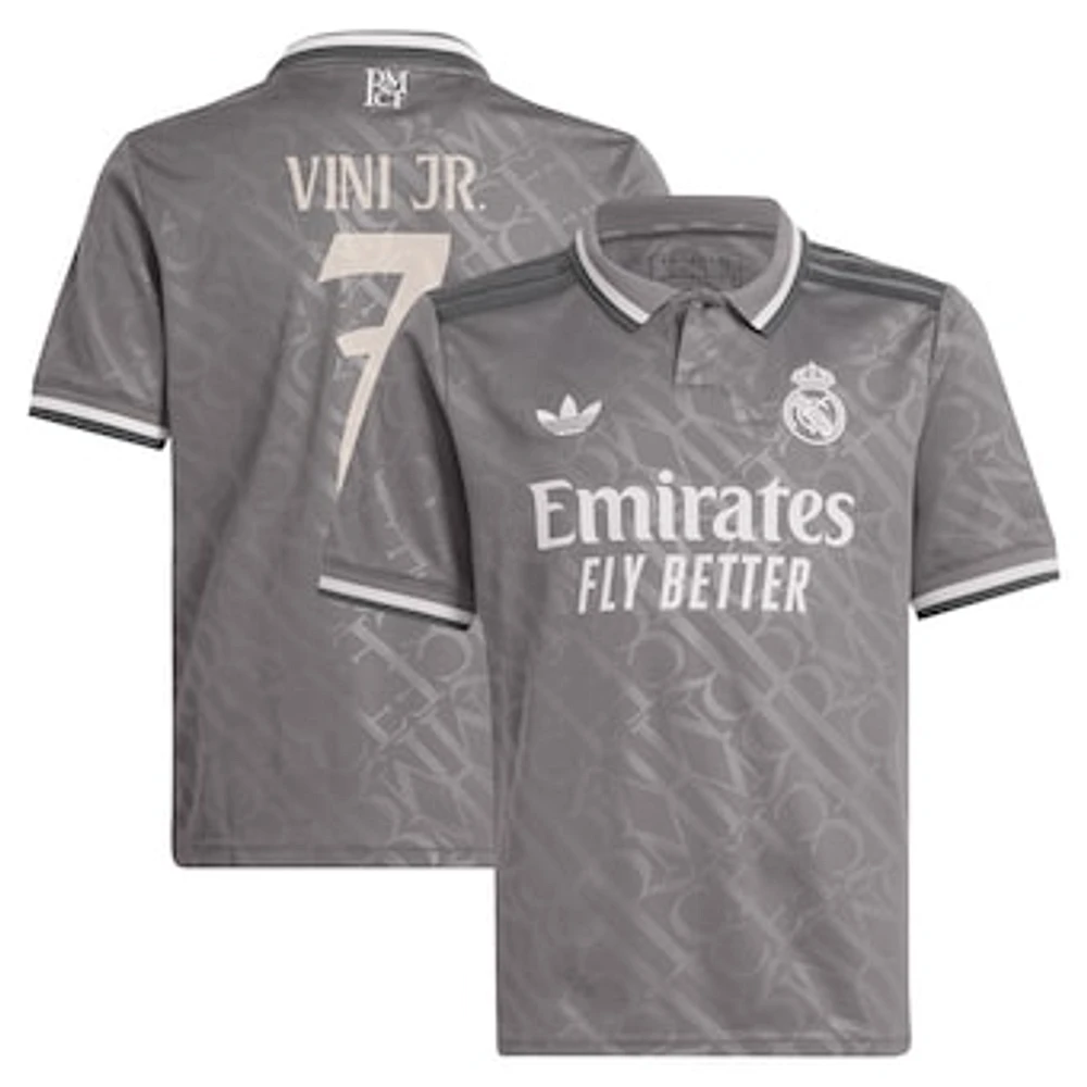 Youth adidas Originals Vini Jr. Charcoal Real Madrid 2024/25 Third Replica Player Jersey