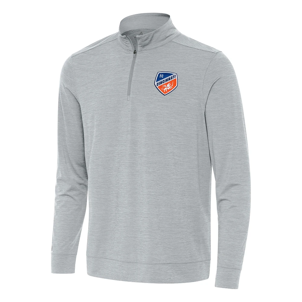 Men's Antigua Heather Gray FC Cincinnati Bright Quarter-Zip Top