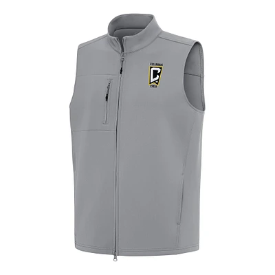 Men's Antigua Gray Columbus Crew Demand Full-Zip Vest
