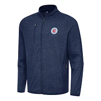 Men's Antigua Heather Navy Chicago Fire Hold-Up Tri-Blend Full-Zip Jacket