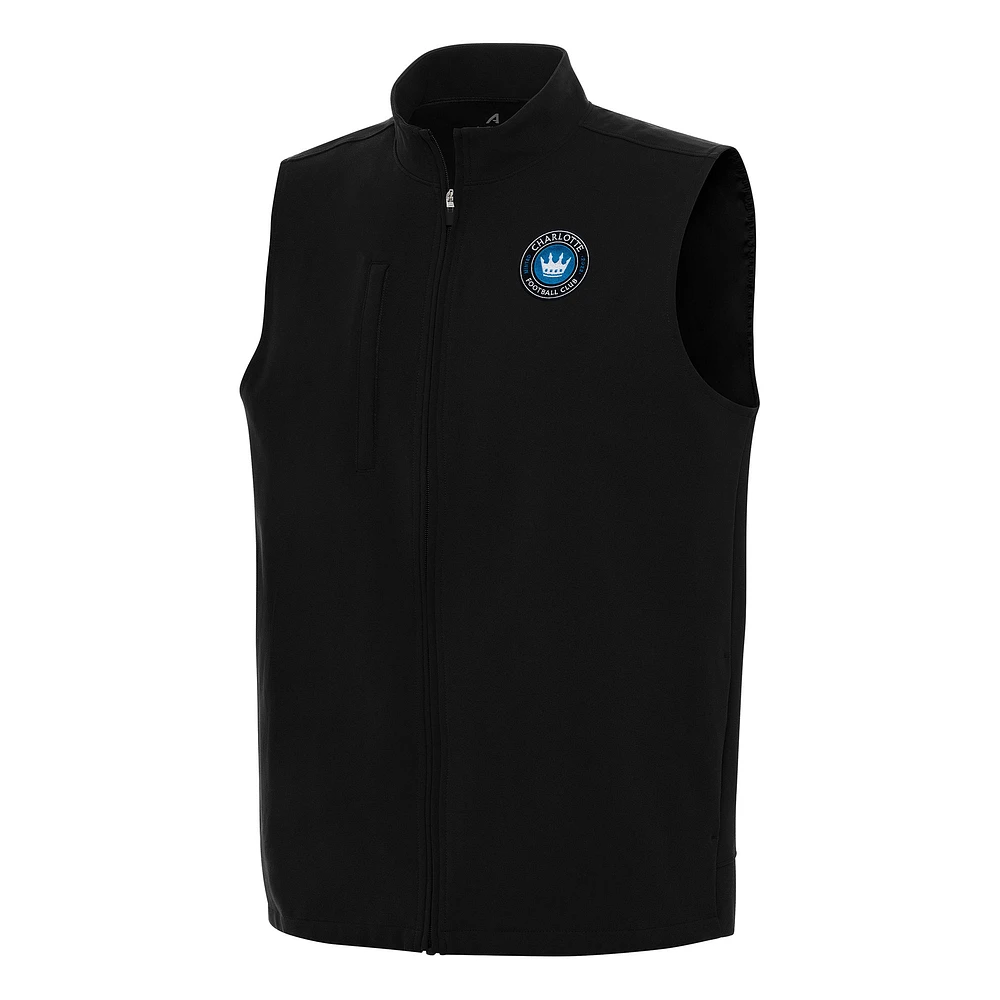 Men's Antigua Black Charlotte FC Regard Full-Zip Vest