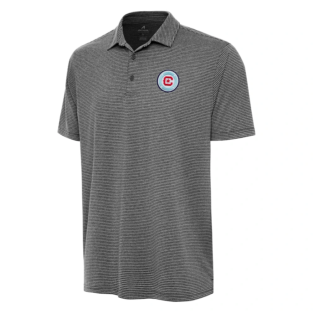 Men's Antigua Heather Black Chicago Fire Scheme Polo