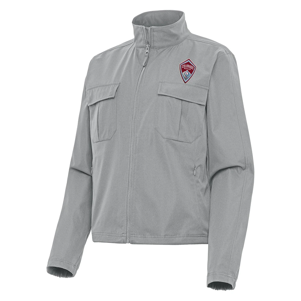 Women's Antigua Gray Colorado Rapids Even Par Full-Zip Jacket