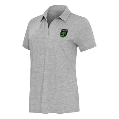 Women's Antigua Heather Gray Austin FC Layout V-Neck Polo