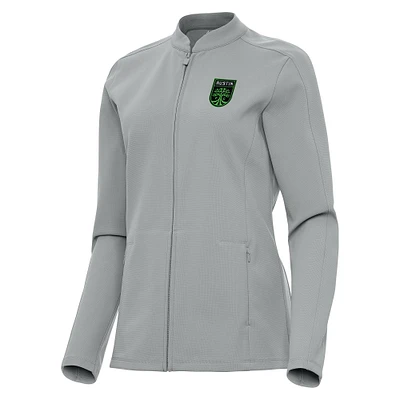 Women's Antigua Gray Austin FC Regard Full-Zip Jacket