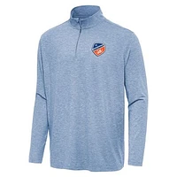 Men's Antigua Heather Blue FC Cincinnati Hunk Quarter-Zip Pullover Top