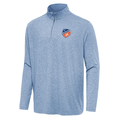 Men's Antigua Heather Blue FC Cincinnati Hunk Quarter-Zip Pullover Top