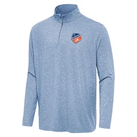 Men's Antigua Heather Blue FC Cincinnati Hunk Quarter-Zip Pullover Top