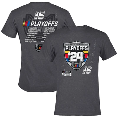 Men's Checkered Flag Sports Heather Charcoal 2024 NASCAR Cup Series Playoffs Roster T-Shirt