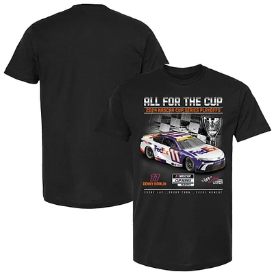 Men's Joe Gibbs Racing Team Collection Black Denny Hamlin 2024 NASCAR Cup Series Playoffs FedEx T-Shirt