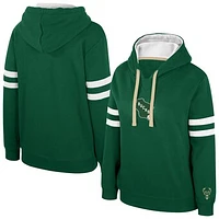 Women's Stadium Essentials Hunter Green Milwaukee Bucks Road Game Pullover Hoodie