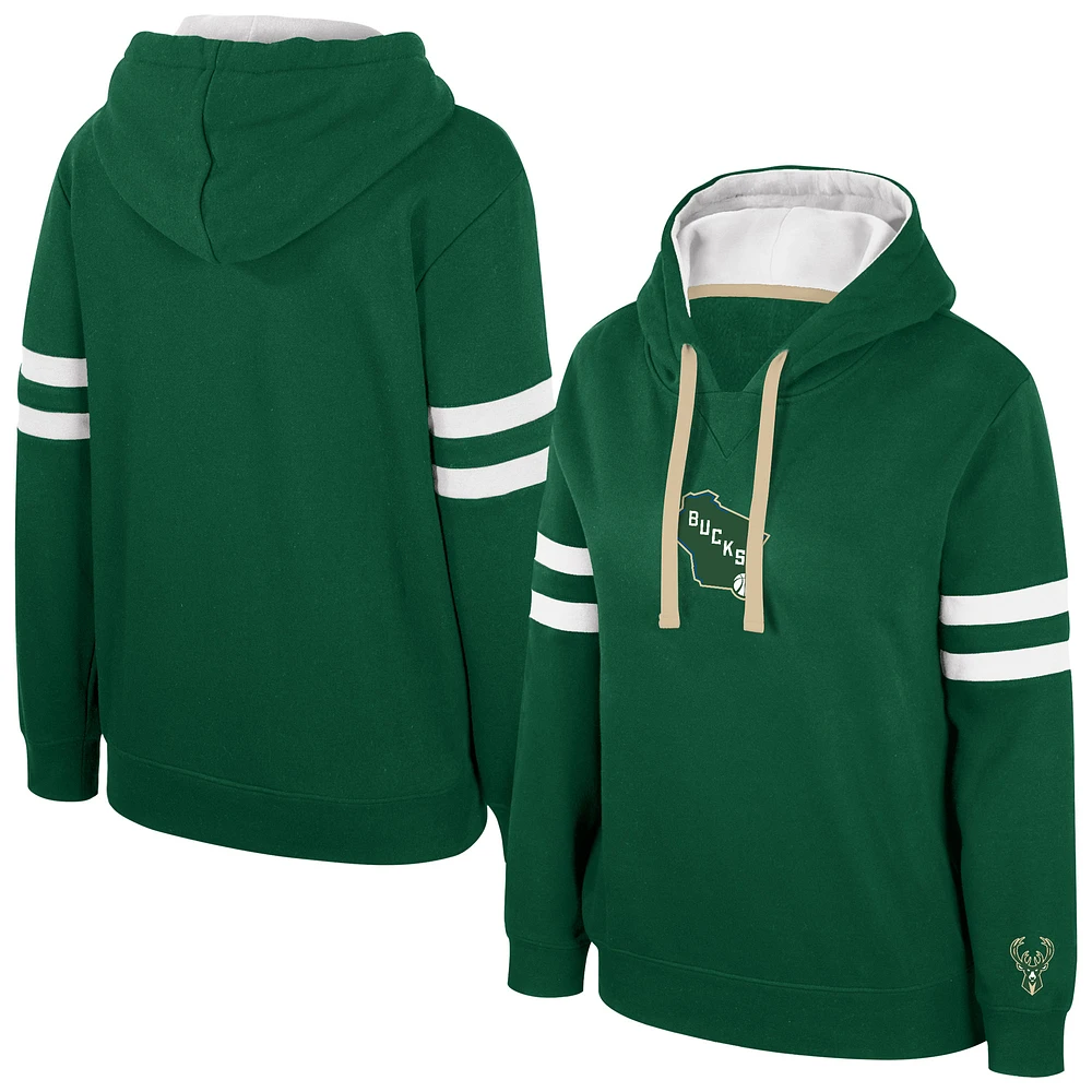 Women's Stadium Essentials Hunter Green Milwaukee Bucks Road Game Pullover Hoodie