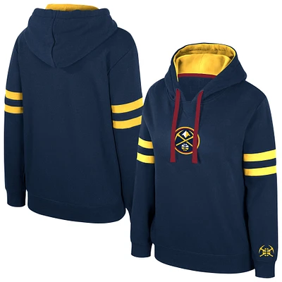 Women's Stadium Essentials Navy Denver Nuggets Road Game Pullover Hoodie