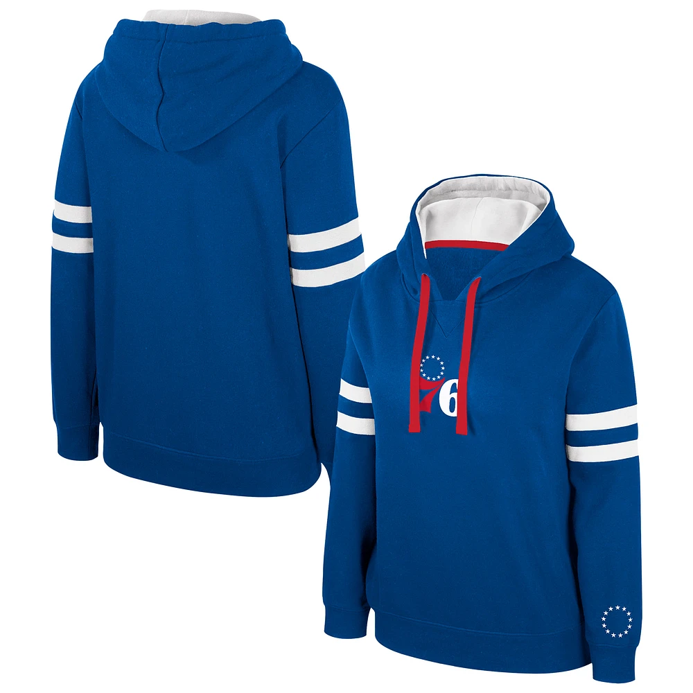 Women's Stadium Essentials Royal Philadelphia 76ers Road Game Pullover Hoodie