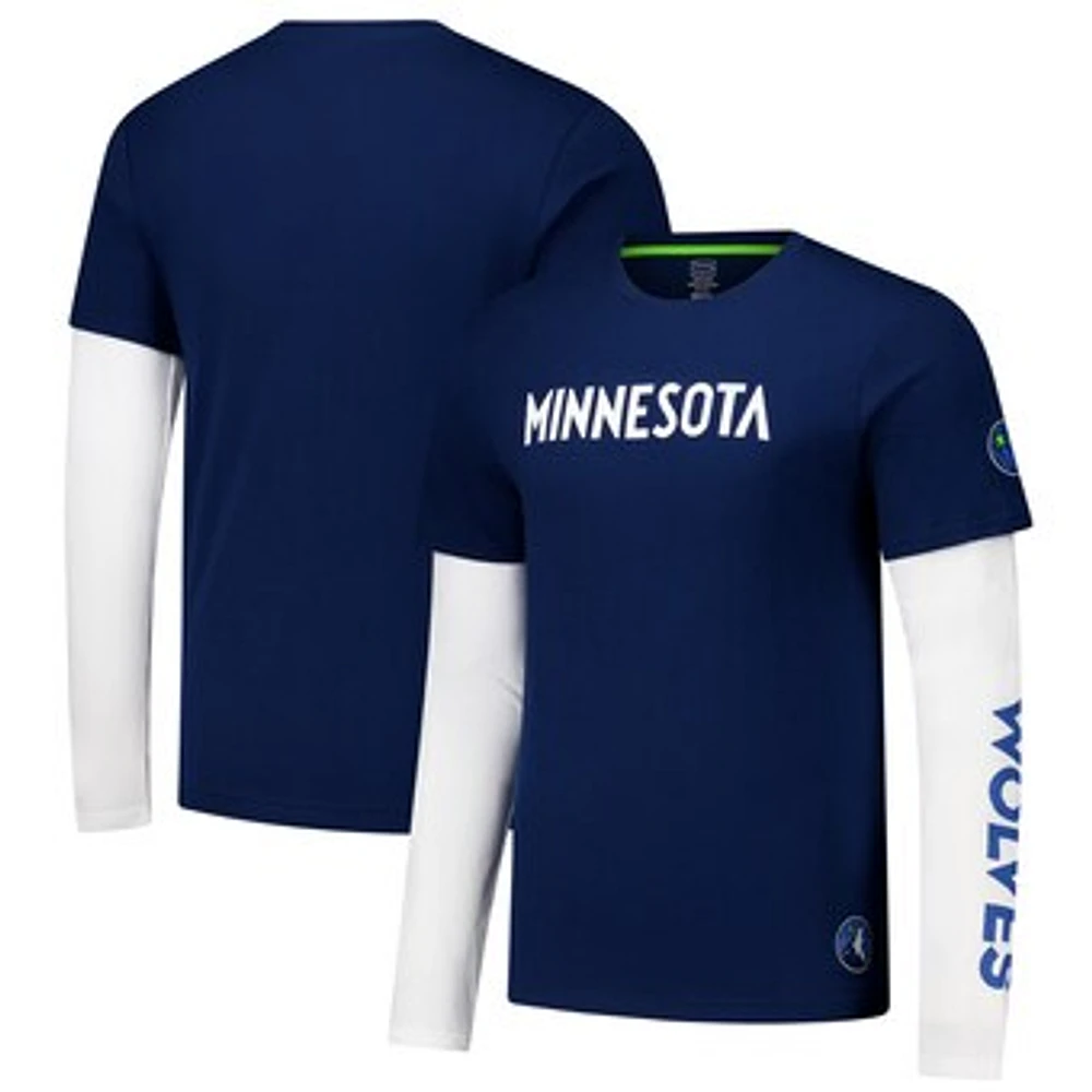 Unisex Stadium Essentials Navy Minnesota Timberwolves Spectator Twofer Long Sleeve  T-Shirt