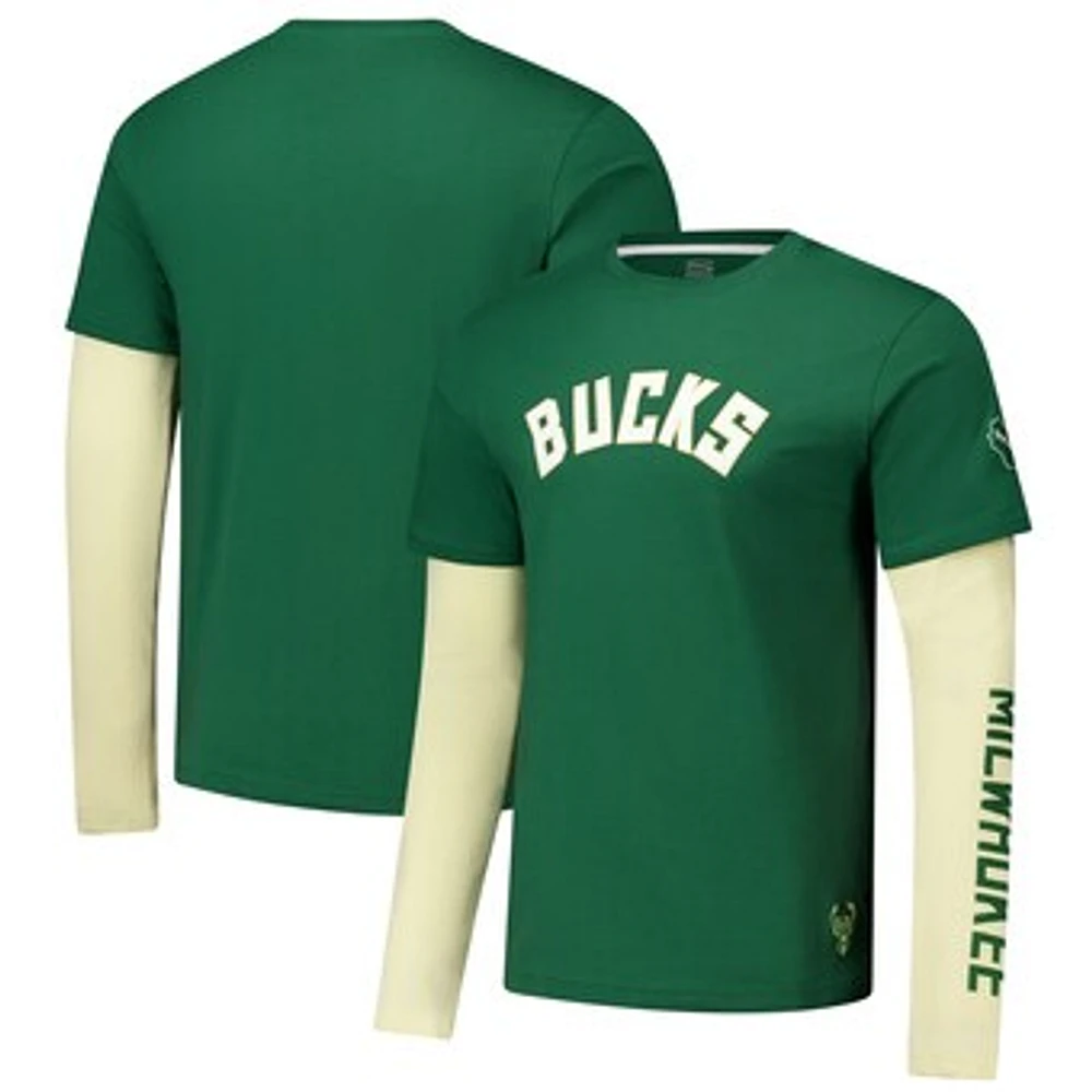 Unisex Stadium Essentials Hunter Green Milwaukee Bucks Spectator Twofer Long Sleeve  T-Shirt