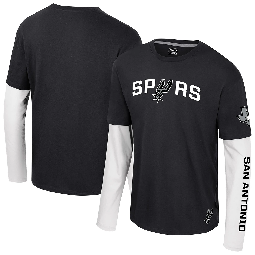 Unisex Stadium Essentials Black San Antonio Spurs Spectator 2fer Long Sleeve  T-Shirt