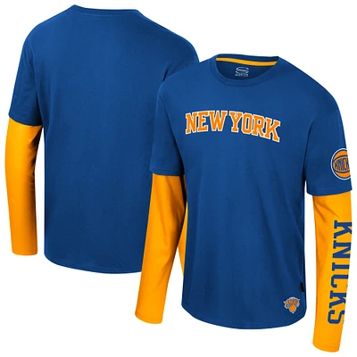 Unisex Stadium Essentials Royal New York Knicks Spectator 2fer Long Sleeve  T-Shirt