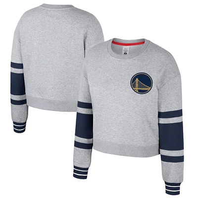 Women's Stadium Essentials Heather Gray Golden State Warriors 2024/25 City Edition Scrimmage Cropped Pullover Sweatshirt