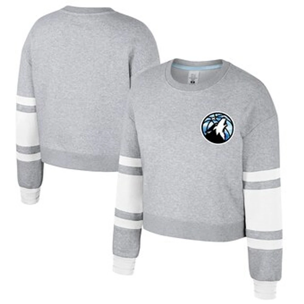 Women's Stadium Essentials Heather Gray Minnesota Timberwolves 2024/25 City Edition Scrimmage Cropped Pullover Sweatshirt