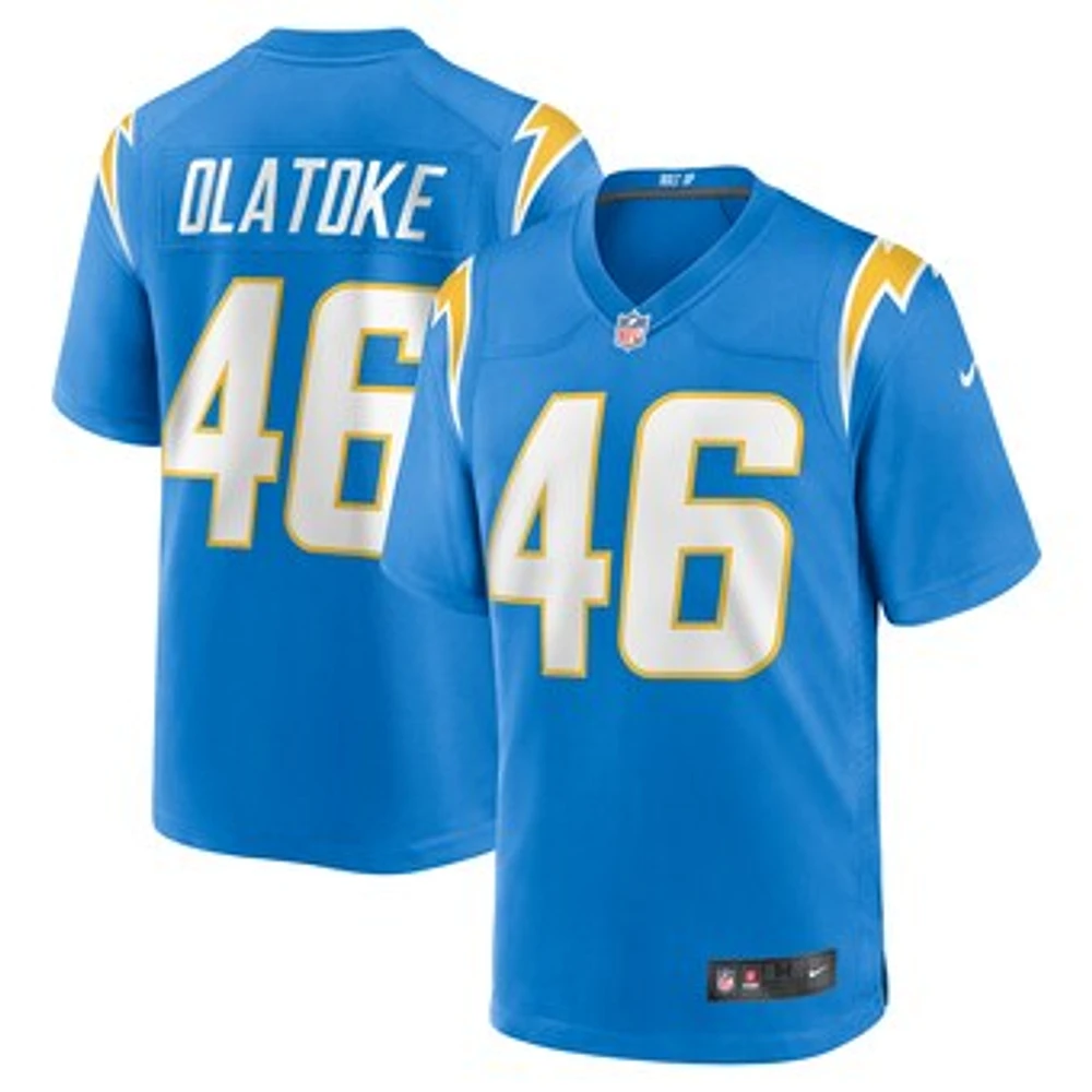 Men's Nike Praise Olatoke  Powder Blue Los Angeles Chargers Team Game Jersey