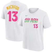 Youth Nike Manny Machado White San Diego Padres Fuse City Connect Name & Number T-Shirt