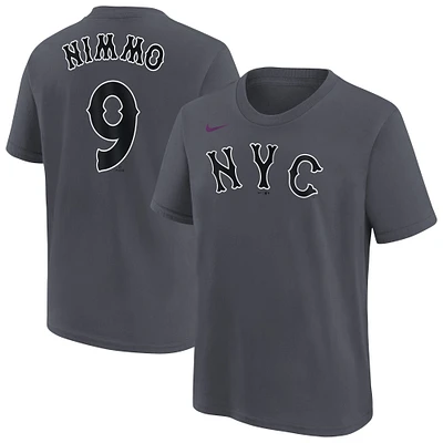 Youth Nike Brandon Nimmo Charcoal New York Mets Fuse City Connect Name & Number T-Shirt