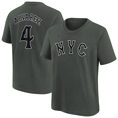 Youth Nike Francisco Alvarez Charcoal New York Mets Fuse City Connect Name & Number T-Shirt