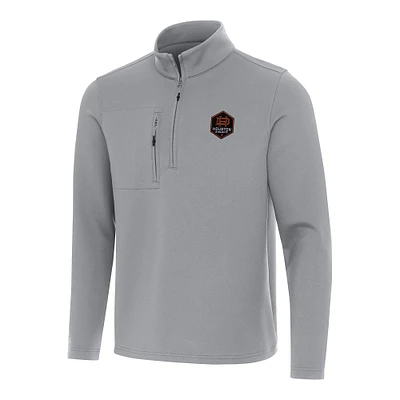 Men's Antigua Gray Houston Dynamo FC Insider Quarter-Zip Jacket