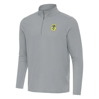 Men's Antigua Gray Nashville SC Intent Quarter-Zip Jacket