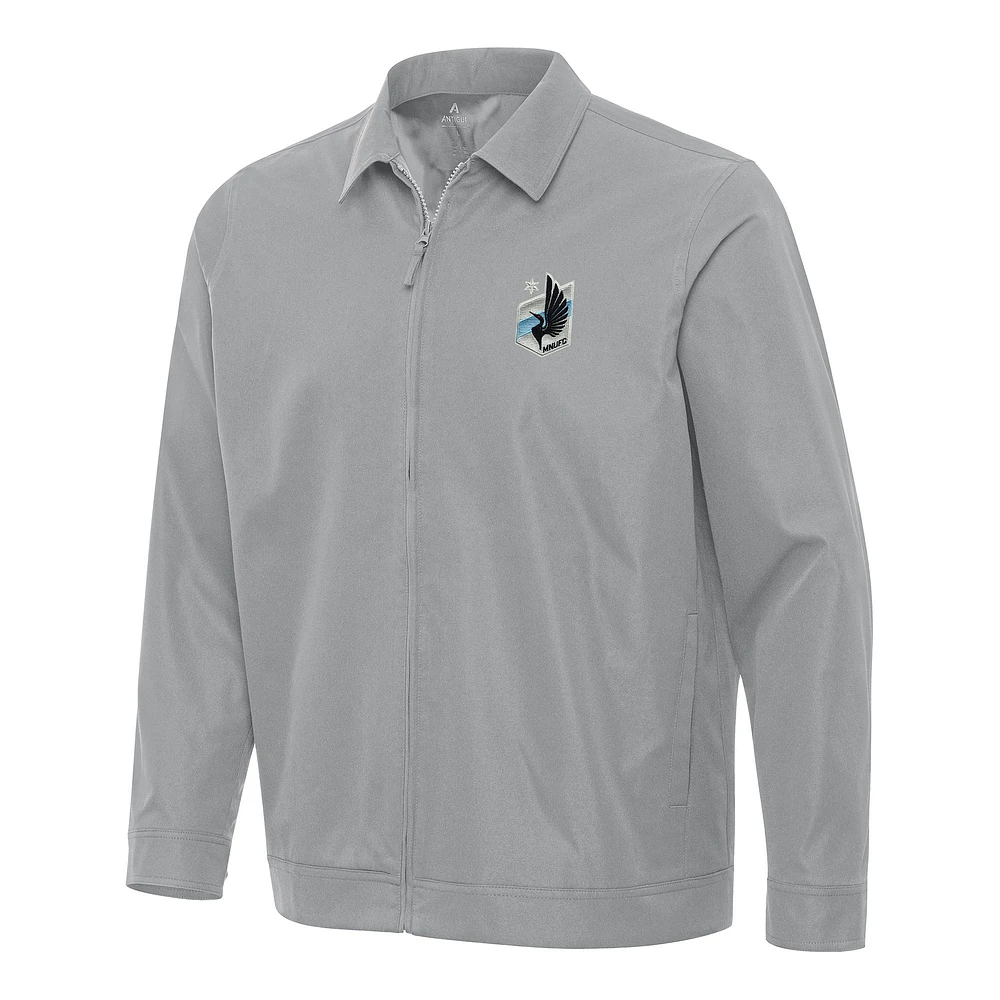 Men's Antigua Gray Minnesota United FC Pivot Full-Zip Jacket
