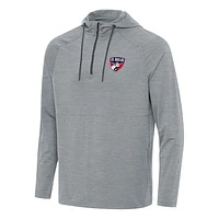 Men's Antigua Heather Gray FC Dallas Spikes Raglan Quarter-Zip Hoodie