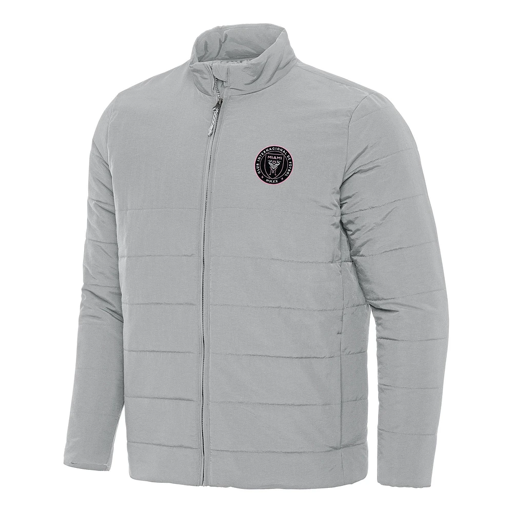 Men's Antigua Gray Inter Miami CF Swelter Full-Zip Jacket