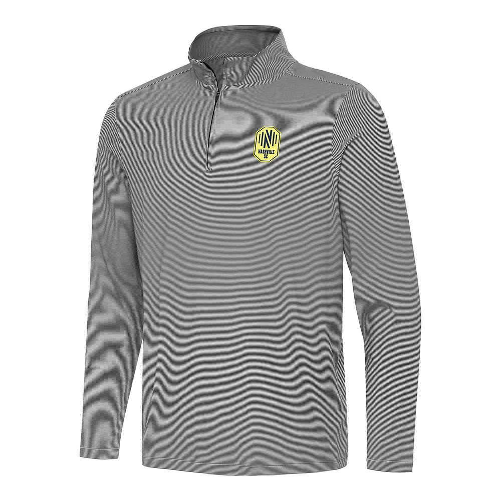 Men's Antigua Black Nashville SC Twine Quarter-Zip Jacket