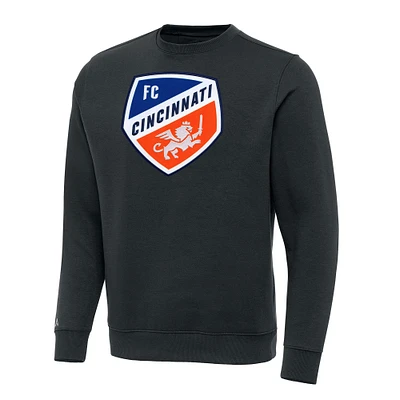 Men's Antigua Charcoal FC Cincinnati  Team Crest Victory Pullover Sweatshirt