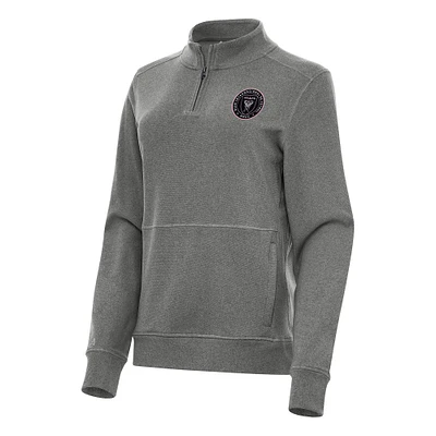 Women's Antigua Heather Black Inter Miami CF Crush Quarter-Zip Top